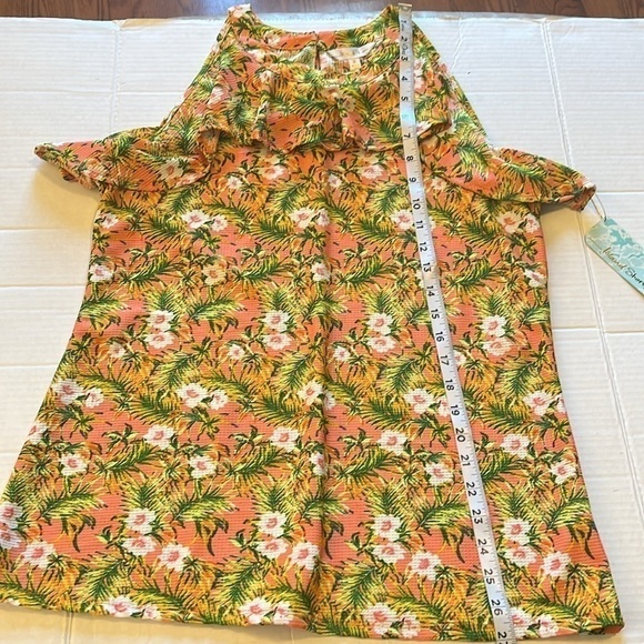 NWT-island Shores-M-multicolor Hawaiian halter, ruffle, sleeveless top/blouse. - Picture 9 of 10